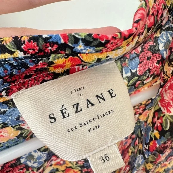 Sézane Pierro shirt in a floral print,  organic cotton. - Picture 5 of 6